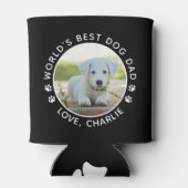 ワールド最高のズ犬パパおもしろいパーソナライズされたペット写真 缶クーラー (裏面)