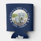 ワールド最高のズ犬パパ可愛いパーソナライズされたペット写真 缶クーラー (裏面)