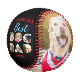 ワールド最高のズ犬パパ引用文フォトコラージブラック 野球ボール