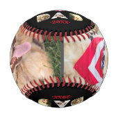 ワールド最高のズ犬パパ引用文フォトコラージブラック 野球ボール (正面)