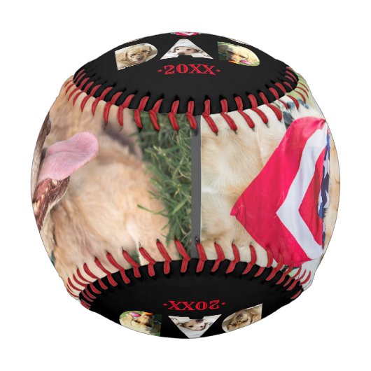 ワールド最高のズ犬パパ引用文フォトコラージブラック 野球ボール (正面)