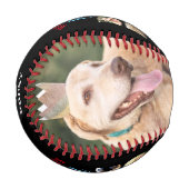 ワールド最高のズ犬パパ引用文フォトコラージブラック 野球ボール (正面左)