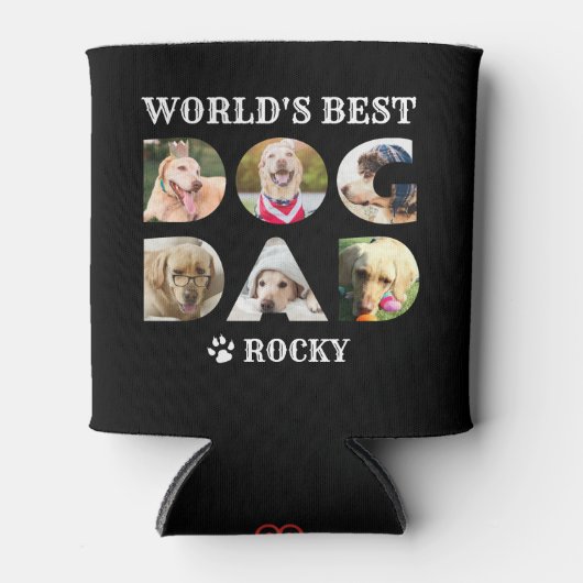ワールド最高のズ犬パパ6フォトコラージュ前犬の恋人 缶クーラー (正面)