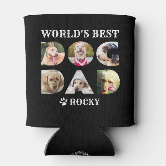 ワールド最高のズ犬パパ6フォトコラージュ前犬の恋人 缶クーラー (裏面)