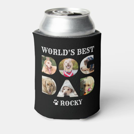ワールド最高のズ犬パパ6フォトコラージュ前犬の恋人 缶クーラー (缶裏面)