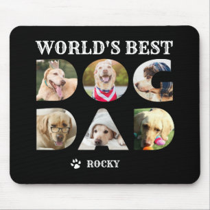 ワールド最高のズ犬パパ6 Photo Collage Black マウスパッド