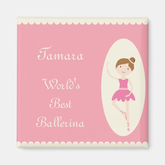 ワールド最高のズ・バレリーナ・ピンク・マグネット マグネット (正面)