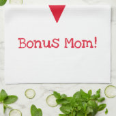 ワールド最高のズ・ボーナスママ！ |赤いハート母の日 キッチンタオル (折り畳み)