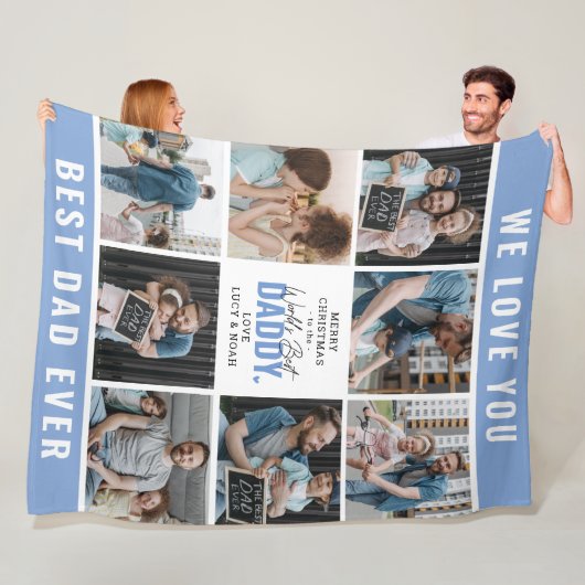 『ワールド最高のダディ』のコラージュのメリークリスマス フリースブランケット (インサイチュ)