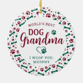 ワールド最高のドッグおばあちゃんポープリントペットの写真 セラミックオーナメント (裏面)
