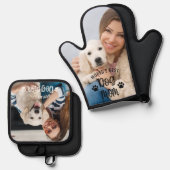 ワールド最高のドッグのママ写真のプリント 鍋つかみ&鍋敷きセット (正面/裏面)