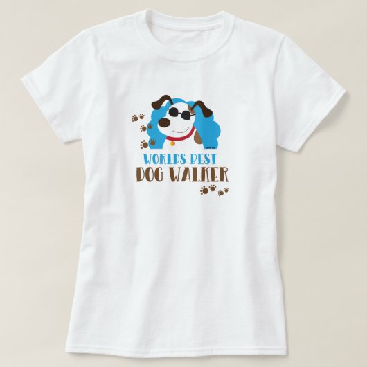 ワールド最高のドッグウォーカーTシャツ – 白 Tシャツ (デザイン正面)