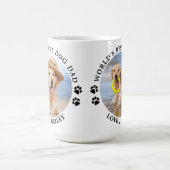 ワールド最高のドッグパパのパーソナライズされたペット写真 コーヒーマグカップ (中央)