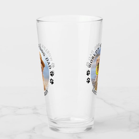 ワールド最高のドッグパパのパーソナライズされたペット写真 タンブラーグラス (左)