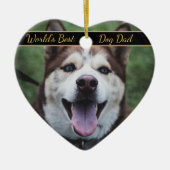 ワールド最高のドッグパパのペット写真 セラミックオーナメント (正面)