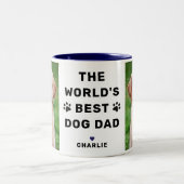 ワールド最高のドッグパパネイビー2枚フォトペット恋人 ツートーンマグカップ (中央)