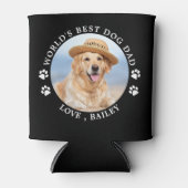 ワールド最高のドッグパパパーソナライズされたかわいいペットの写真 缶クーラー (正面)