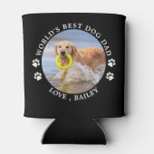 ワールド最高のドッグパパパーソナライズされたかわいいペットの写真 缶クーラー (裏面)