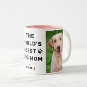 ワールド最高のドッグママピンクツーフォトペット恋人 ツートーンマグカップ (正面右)