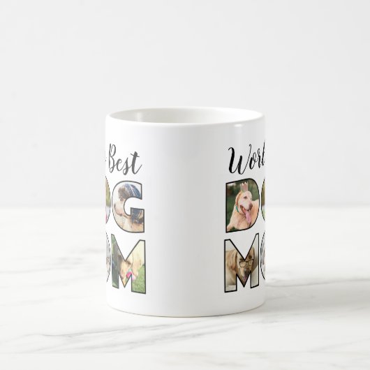 ワールド最高のドッグママ引用文6フォトコラージュ コーヒーマグカップ (中央)