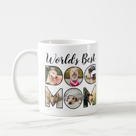 ワールド最高のドッグママ引用文6フォトコラージュ コーヒーマグカップ (左)