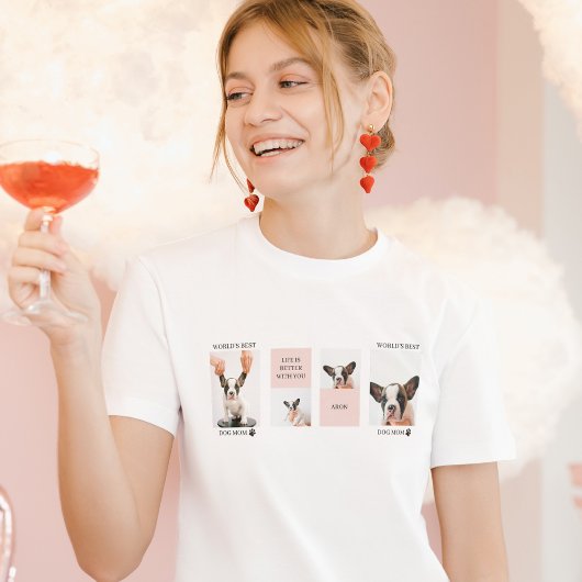 ワールド最高のドッグ・ママ |コラージュ写真 |パステルピンク Tシャツ