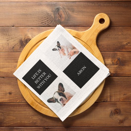 ワールド最高のドッグ・ママ |コラージュ犬の写真 キッチンタオル