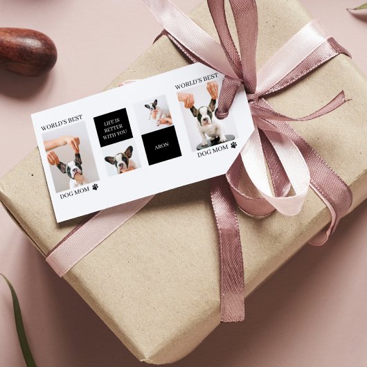 ワールド最高のドッグ・ママ |コラージュ犬の写真 ギフトタグ