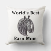 ワールド最高のバンママスケッチ白黒ホース クッション (正面)