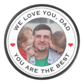 ワールド最高のパパ写真ハート赤白黒文字 アイスホッケーパック (正面)