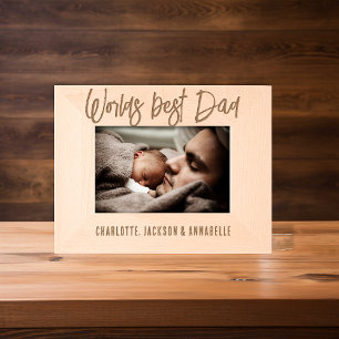 ワールド最高のパパ木製写真 レーザー彫刻フレーム