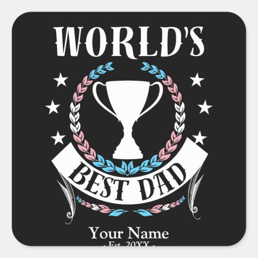 ワールド最高のパパ父の日のトランス国旗の色 スクエアシール (正面)