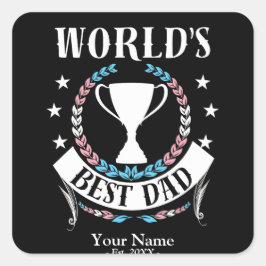 ワールド最高のパパ父の日のトランス国旗の色 スクエアシール