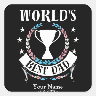 ワールド最高のパパ父の日のトランス国旗の色 スクエアシール