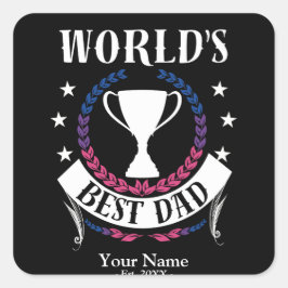 ワールド最高のパパ父の日バイセクシュアル国旗の色 スクエアシール