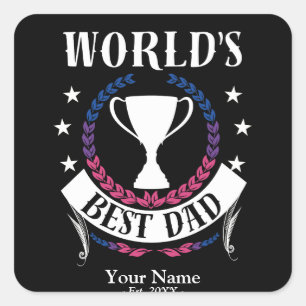 ワールド最高のパパ父の日バイセクシュアル国旗の色 スクエアシール