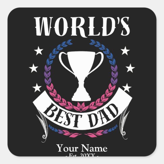 ワールド最高のパパ父の日バイセクシュアル国旗の色 スクエアシール (正面)