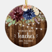 ワールド最高のパーソナライズされた先生バーンフェアリアリティライト セラミックオーナメント (正面)