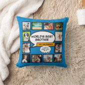 ワールド最高のブラザーフォトコラージュブルーおもしろい漫画 クッション (ブランケット)
