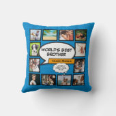 ワールド最高のブラザーフォトコラージュブルーおもしろい漫画 クッション (裏面)