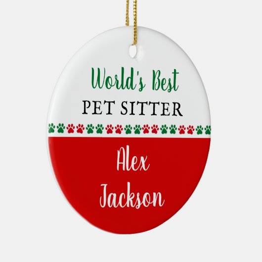 ワールド最高のペットシッターありがとうクリスマスプレゼント セラミックオーナメント (右)