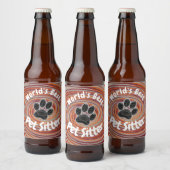 ワールド最高のペットシッターGroovy Paw Printヘルパー ビールラベル (ボトル)