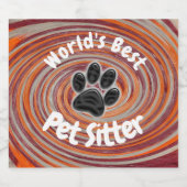 ワールド最高のペットシッターGroovy Paw Printヘルパー ビールラベル (シングルラベル)