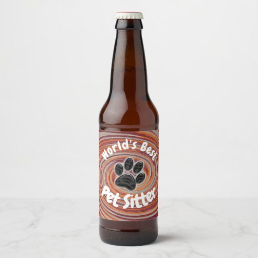 ワールド最高のペットシッターGroovy Paw Printヘルパー ビールラベル (正面)