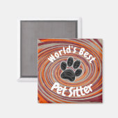 ワールド最高のペットシッターGroovy Paw Printヘルパー マグネット (正面/裏面)