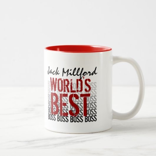 ワールド最高のボスグランジレタリングレッド010 ツートーンマグカップ (右)