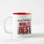 ワールド最高のボスグランジレタリングレッド010 ツートーンマグカップ (左)