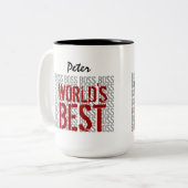 ワールド最高のボスグランジレタリング名前をカスタムするB22 ツートーンマグカップ (正面左)