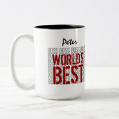 ワールド最高のボスグランジレタリング名前をカスタムするB22 ツートーンマグカップ (左)