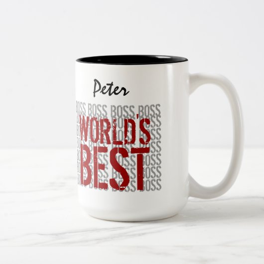 ワールド最高のボスグランジレタリング名前をカスタムするB22 ツートーンマグカップ (右)